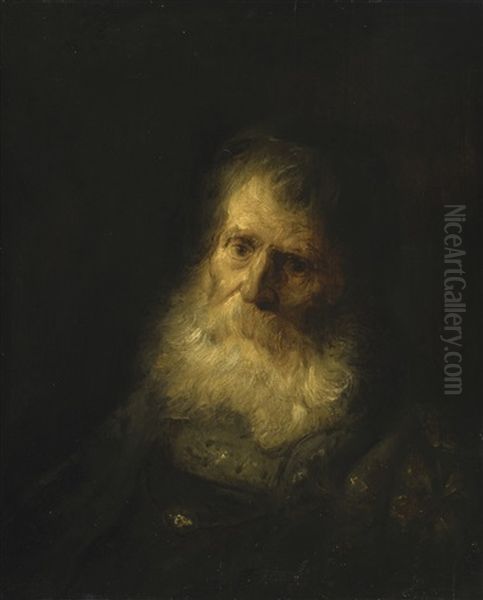 A Tronie: The Head And Shoulders Of An Old Bearded Man Oil Painting by Jan Lievens