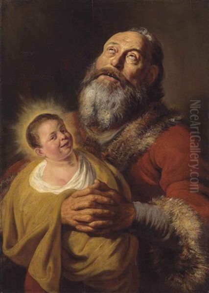 Saint Simon With The Christ Child Oil Painting by Jan Lievens