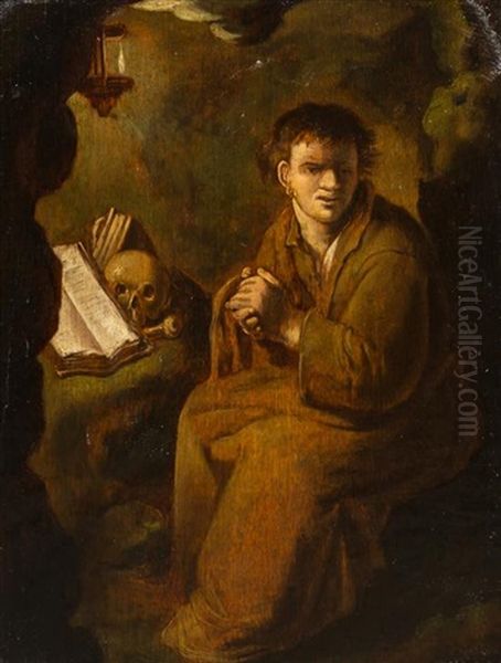 Portraits Of Monks (a Pair Of Works) Oil Painting by Jan Lievens