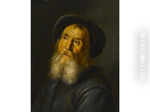 Bearded Man With A Beret Oil Painting by Jan Lievens