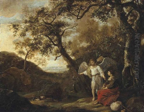 Hagar And The Angel Oil Painting by Jan Lievens