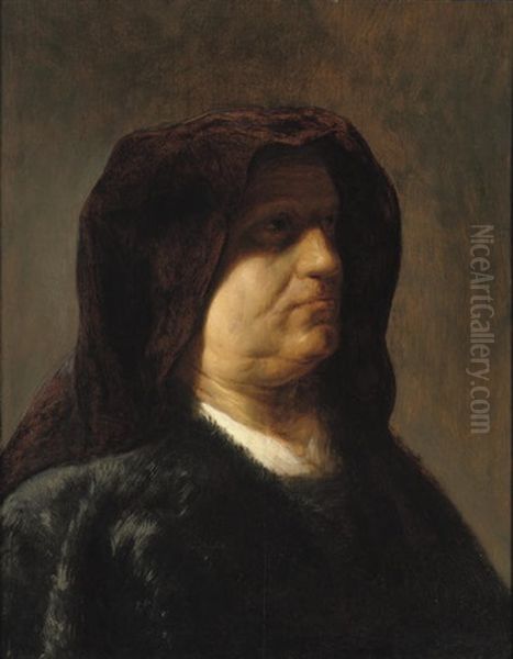 A Tronie Of An Old Woman In A Black Furcoat And A Purple Hood Oil Painting by Jan Lievens