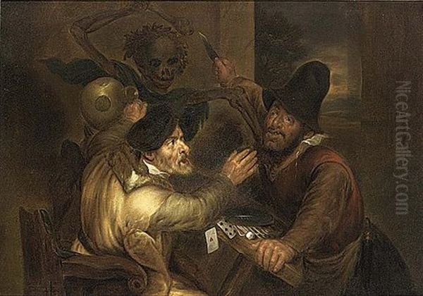 Card Players Surprised By Death Oil Painting by Jan Lievens