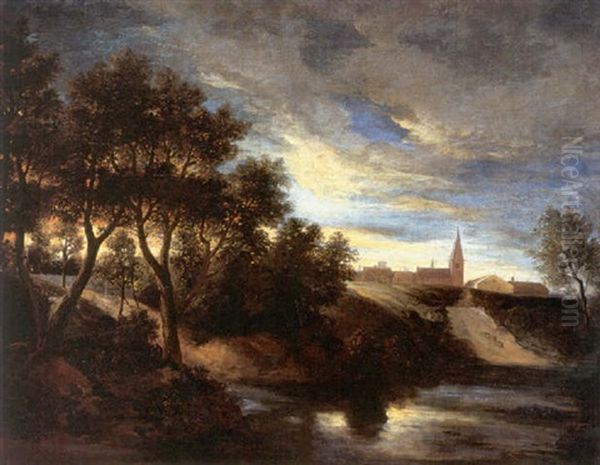 Evening Landscape Oil Painting by Jan Lievens