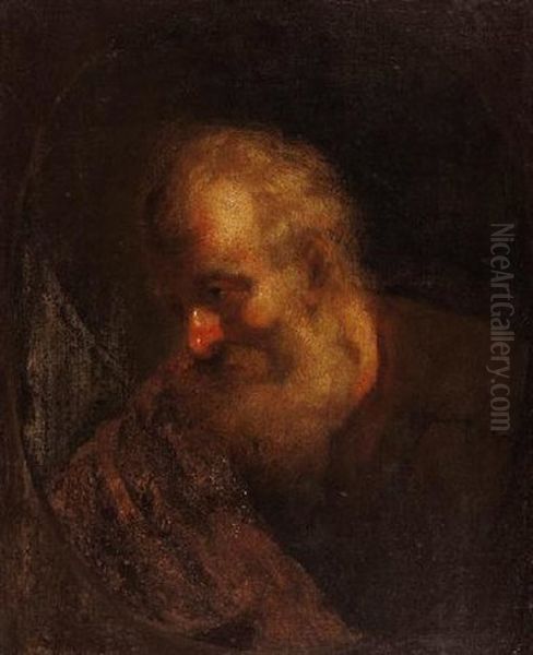 Kopf Eines Bartigen Propheten Im Medaillon Oil Painting by Jan Lievens