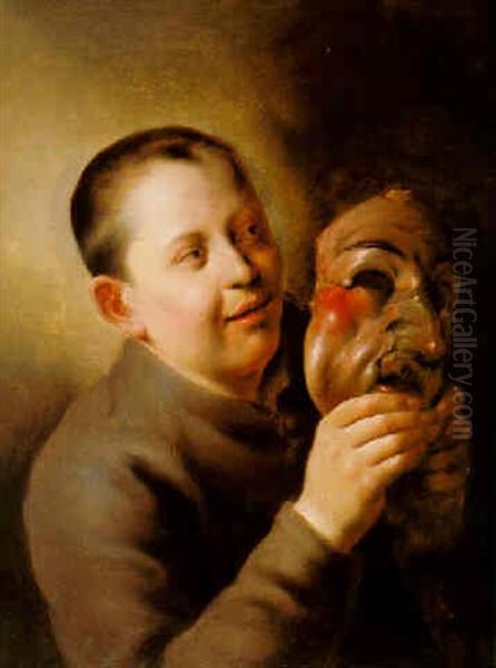 A Boy With A Mask Oil Painting by Jan Lievens