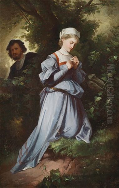 Faust Trifft Gretchen In Marthes Garten Oil Painting by Alexander von Liezen-Mayer