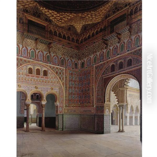 Moorish Interior Oil Painting by Fernando Liger Hidalgo