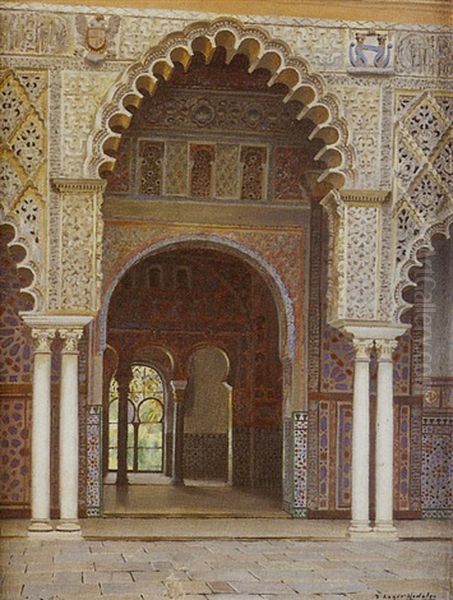 Alcazar In Sevilla Oil Painting by Fernando Liger Hidalgo