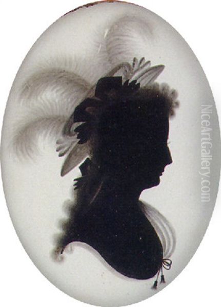 A Fine Profile Of A Lady (emma Hamilton?) In Dress, Fichu And Elaborate Bonnet Oil Painting by Mary Lightfoot