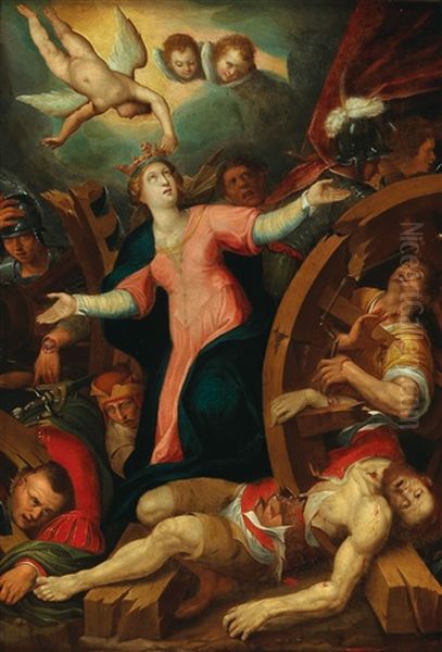 The Martyrdom Of Saint Catherine Oil Painting by Pietro De Lignis