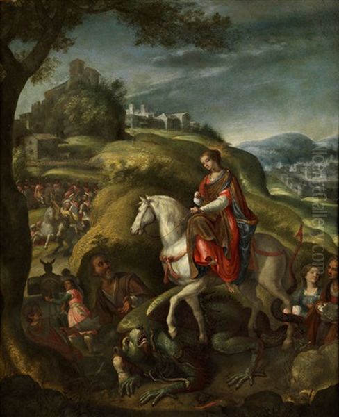 Die Heilige Margarethe Zu Pferd Oil Painting by Pietro De Lignis