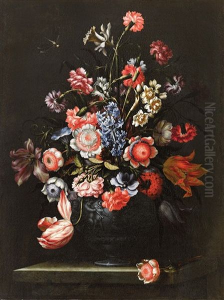 Blumenstillleben Oil Painting by Bartolommeo Ligozzi