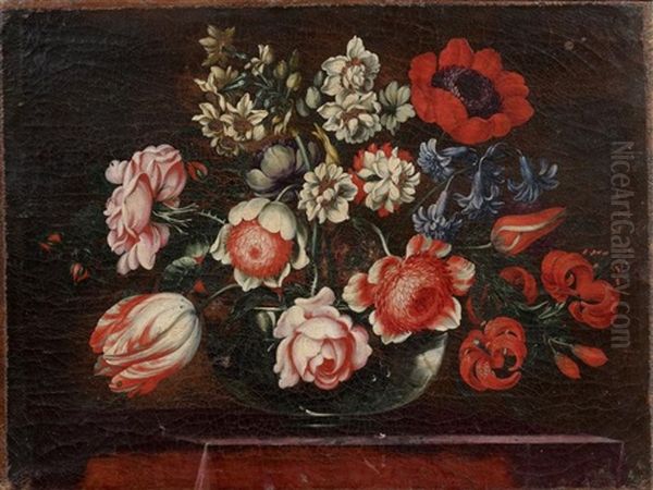 Paire De Bouquets De Fleurs Oil Painting by Bartolommeo Ligozzi