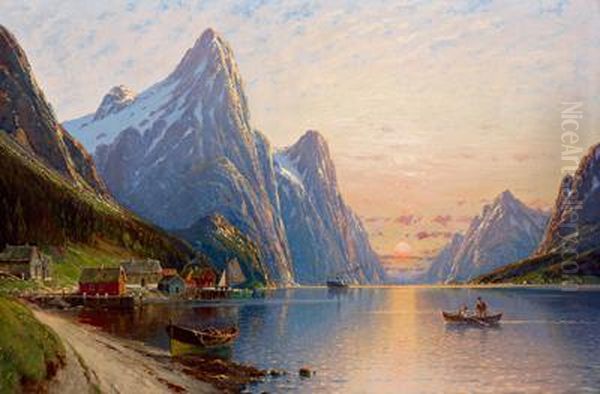 Abendstimmung Im Fjord Oil Painting by Carl Bengts