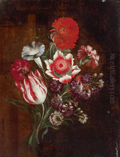 Blumenstillleben (+ Another Similar; 2 Works) Oil Painting by Bartolommeo Ligozzi