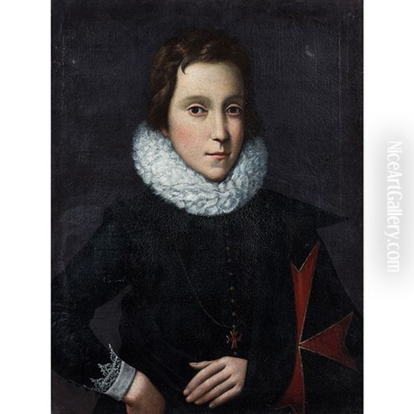 Portrait De Jeune Homme Portant L'ordre De Saint Etienne Oil Painting by Jacopo Ligozzi