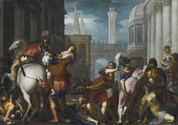 The Abduction Of The Sabine Women Oil Painting by Jacopo Ligozzi