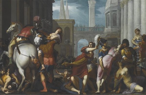 The Abduction Of The Sabine Women Oil Painting by Jacopo Ligozzi