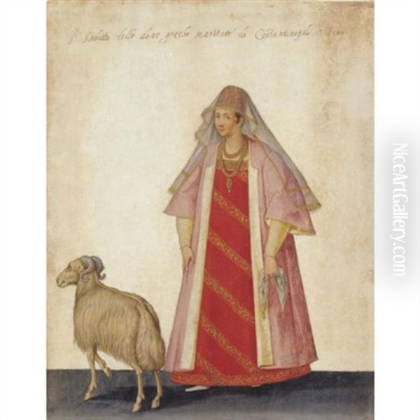 A Married Greek Woman With A Ram Oil Painting by Jacopo Ligozzi