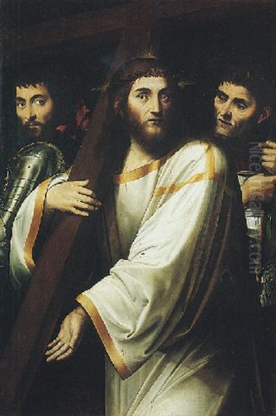 Christ Carrying The Cross, Flanked By Roman Soldiers Oil Painting by Jacopo Ligozzi