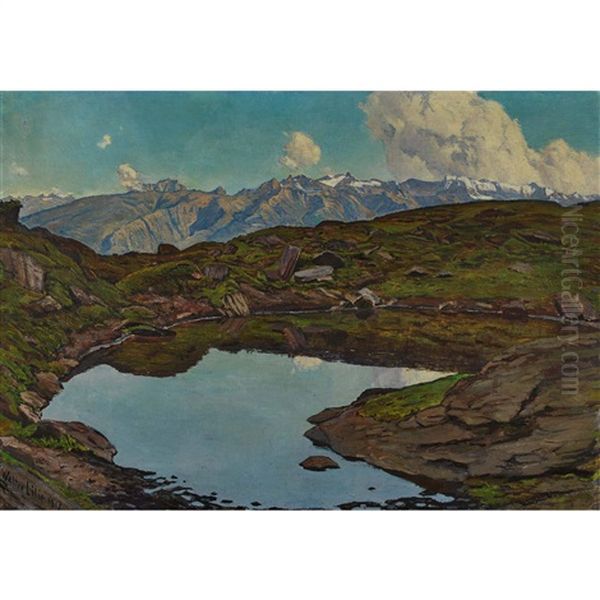 Berglandschaft Mit Kleinem See Oil Painting by Walter Lilie