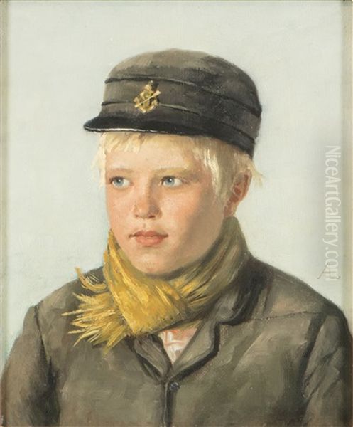 Young Boy Oil Painting by Arvid Liljelund