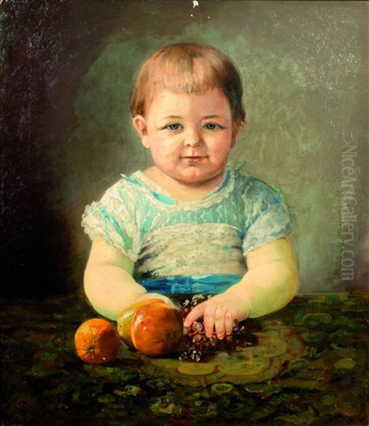 Child Oil Painting by Arvid Liljelund