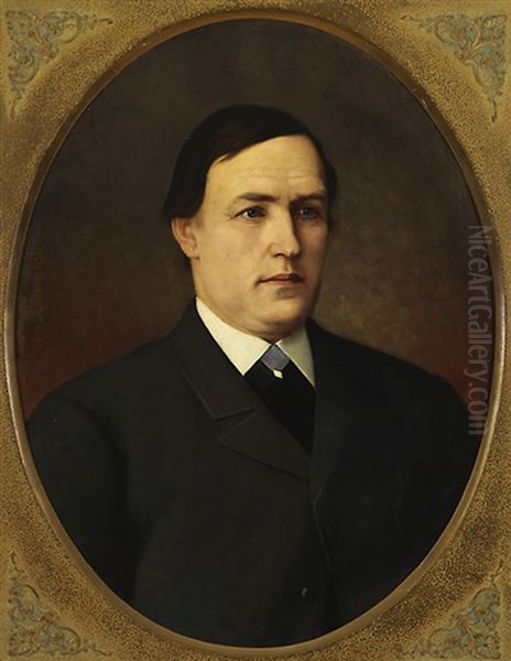 A Portrait Of Merchant Axel Haglund Oil Painting by Arvid Liljelund