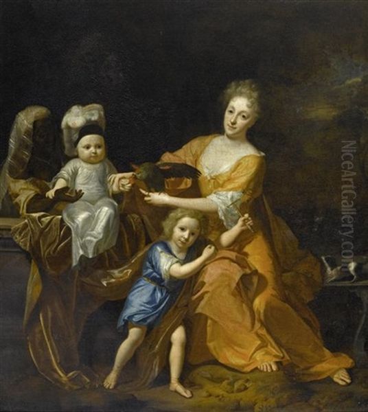 Mutter Mit Kindern Und Zofe In Einem Park Oil Painting by Hendrik van Limborch