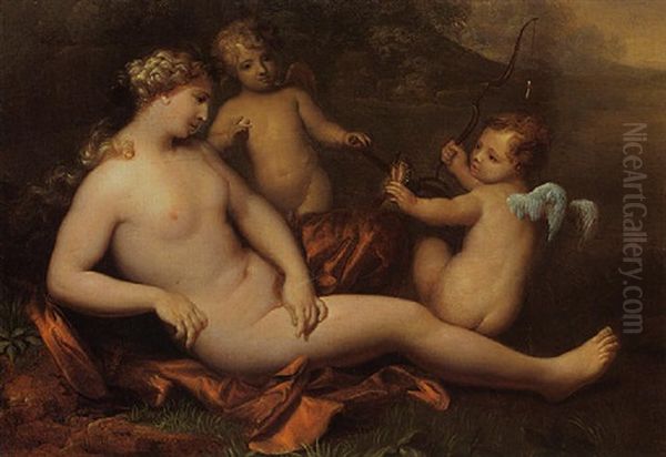 Two Putti Offering Venus A Symbol Of Fertility Oil Painting by Hendrik van Limborch