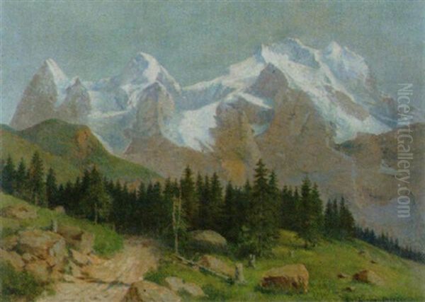 Sicht Auf Eiger, Monch Und Jungfrau Oil Painting by Emil Limmer