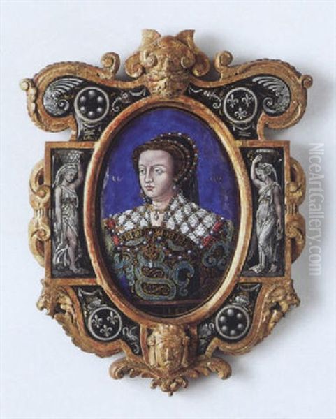 Portrat Der Katharin Von Medici Oil Painting by Leonard Limosin