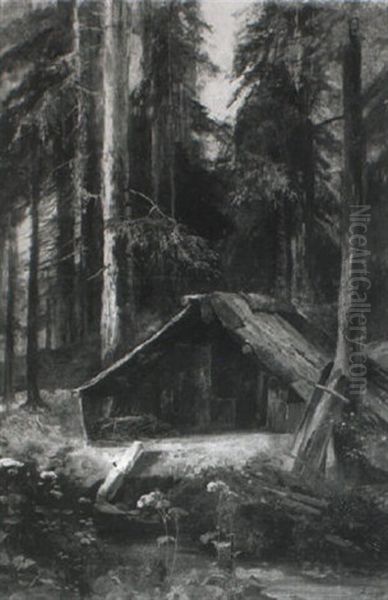 Holzhauerhutte An Der Murg Oil Painting by Johann Heinrich Limpert