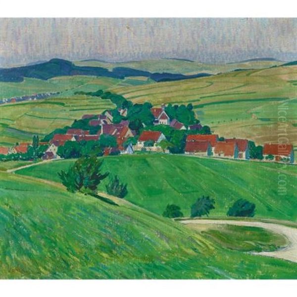 Landschaft Mit Dorfansicht Oil Painting by Ernst Linck