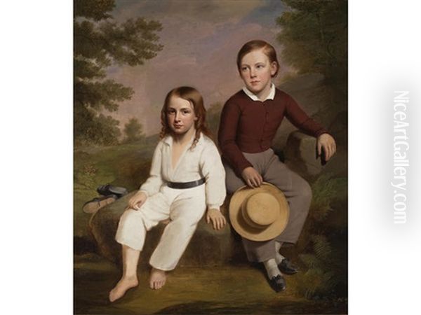 A Portrait Of Amasa M. Eaton And Charles F. Eaton Oil Painting by James Sullivan Lincoln