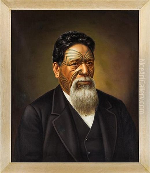 Portrait Of Wiremu Tako Ngatata Oil Painting by Gottfried Lindauer