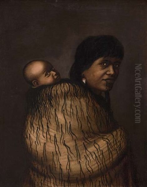 Ana Rupene With Child C Oil Painting by Gottfried Lindauer