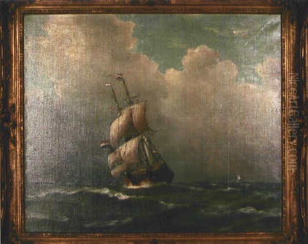 Hollandische Kogge Auf Rauher See Oil Painting by Jan Van Der Linde