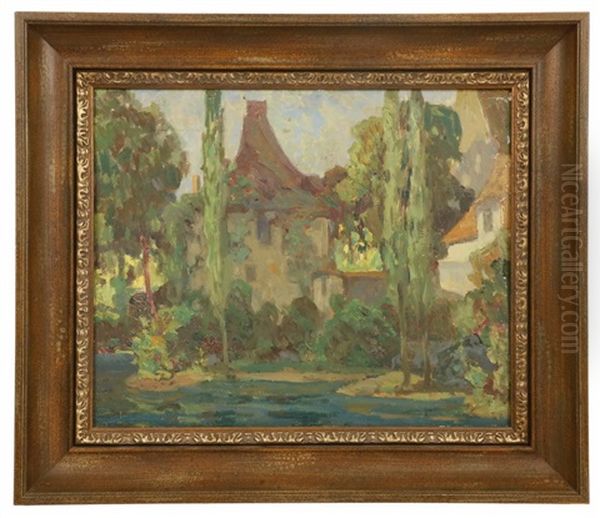 Summer Villa Scene Oil Painting by Ossip Leonovitch Linde