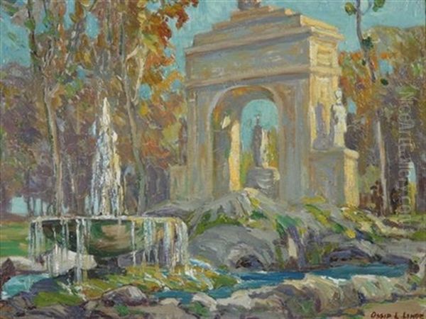 Fountains - Borghese Garden, Rome Oil Painting by Ossip Leonovitch Linde