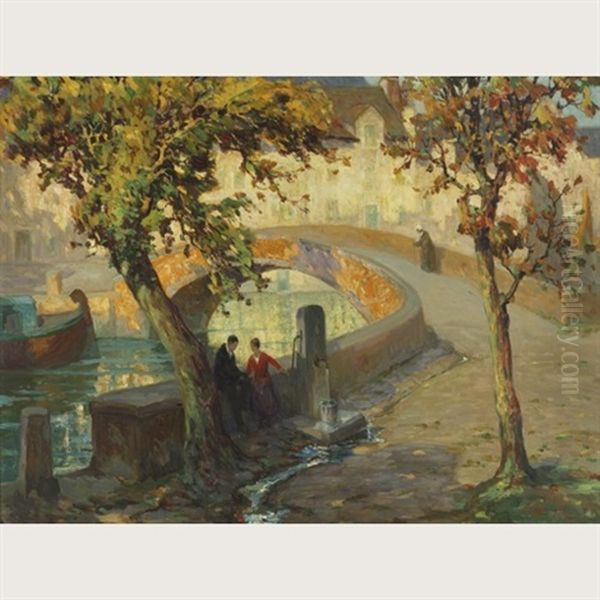 At The Well, Venice Oil Painting by Ossip Leonovitch Linde