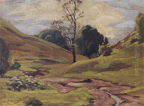 A Meandering Brook Oil Painting by Ossip Leonovitch Linde