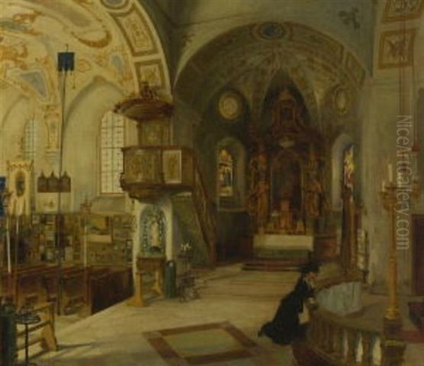 In Der Klosterkirche Maria Eck Oil Painting by Wladimir Linde