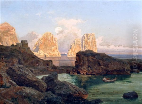 Paesaggio Di Capri Oil Painting by Karl August Lindemann-Frommel