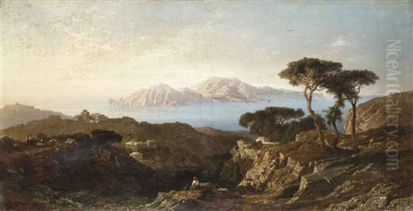 Veduta Di Capri Da Sorrento Oil Painting by Karl August Lindemann-Frommel