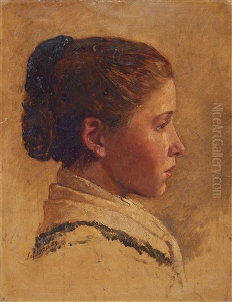 Eine Junge Frau Im Profil Oil Painting by Wilhelm von Lindenschmit the Younger