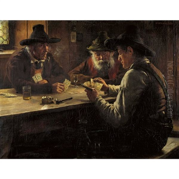 Bauern Beim Kartenspiel Oil Painting by Hermann Lindenschmit