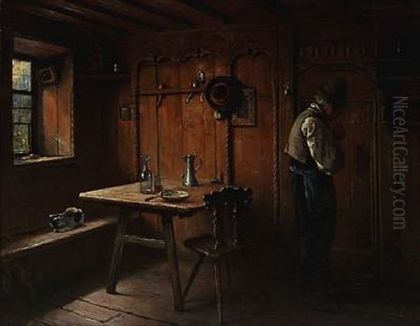 Interior Of A Farmhouse Oil Painting by Hermann Lindenschmit