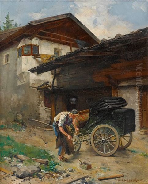 Ein Wagenbauer Bei Der Arbeit by Hermann Lindenschmit